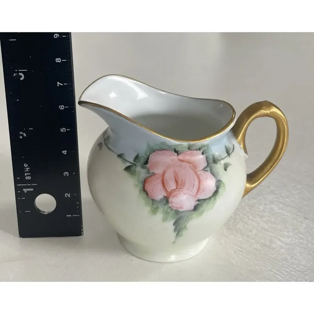 Vintage MZ Altrohlau CMR Czech Creamer Catchall Dish Set Deco Pink Blue Floral